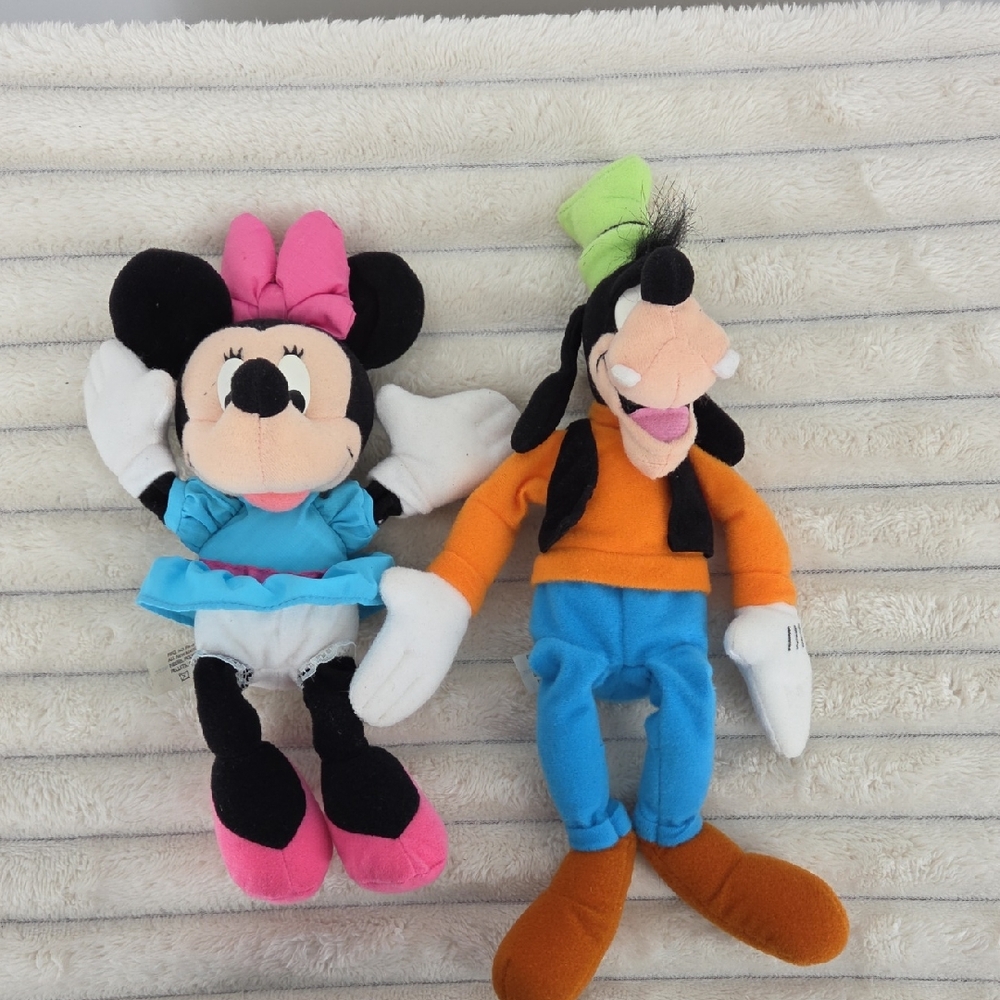 Disney Minnie and Goofy Plush Set - Pink, Blue, Orange